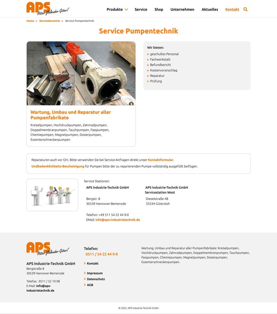 Service Website APS-Industriesysteme