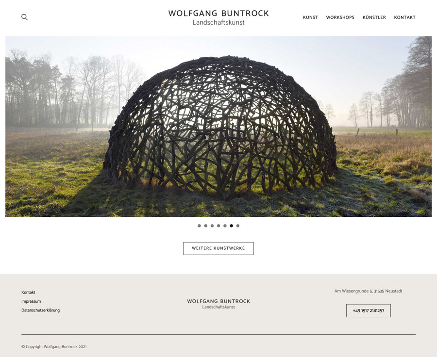 Website Wolfgang Buntrock, Startseite