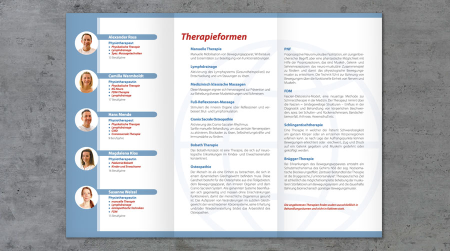 Physiotherapeutische Praxis Ross, Flyer