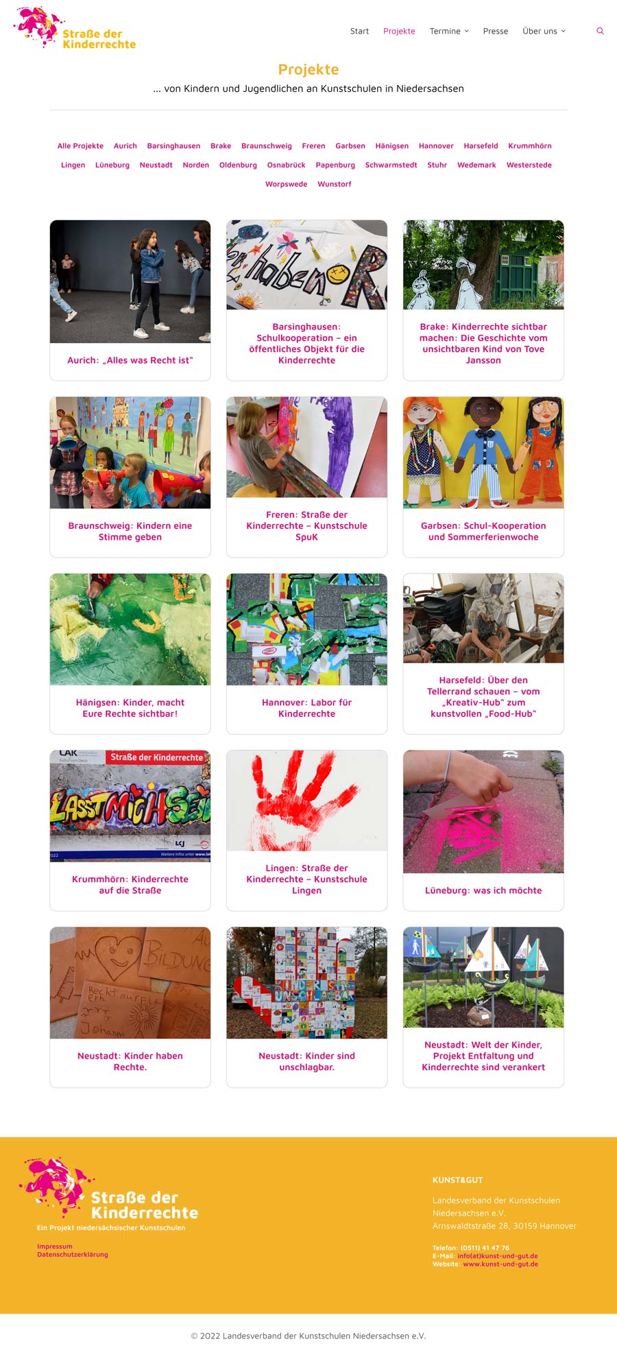Projekte, Website Straße der Kinderrechte