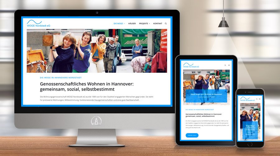 Website Wohnungsgenossenschaft WOGE Nord in Hannover